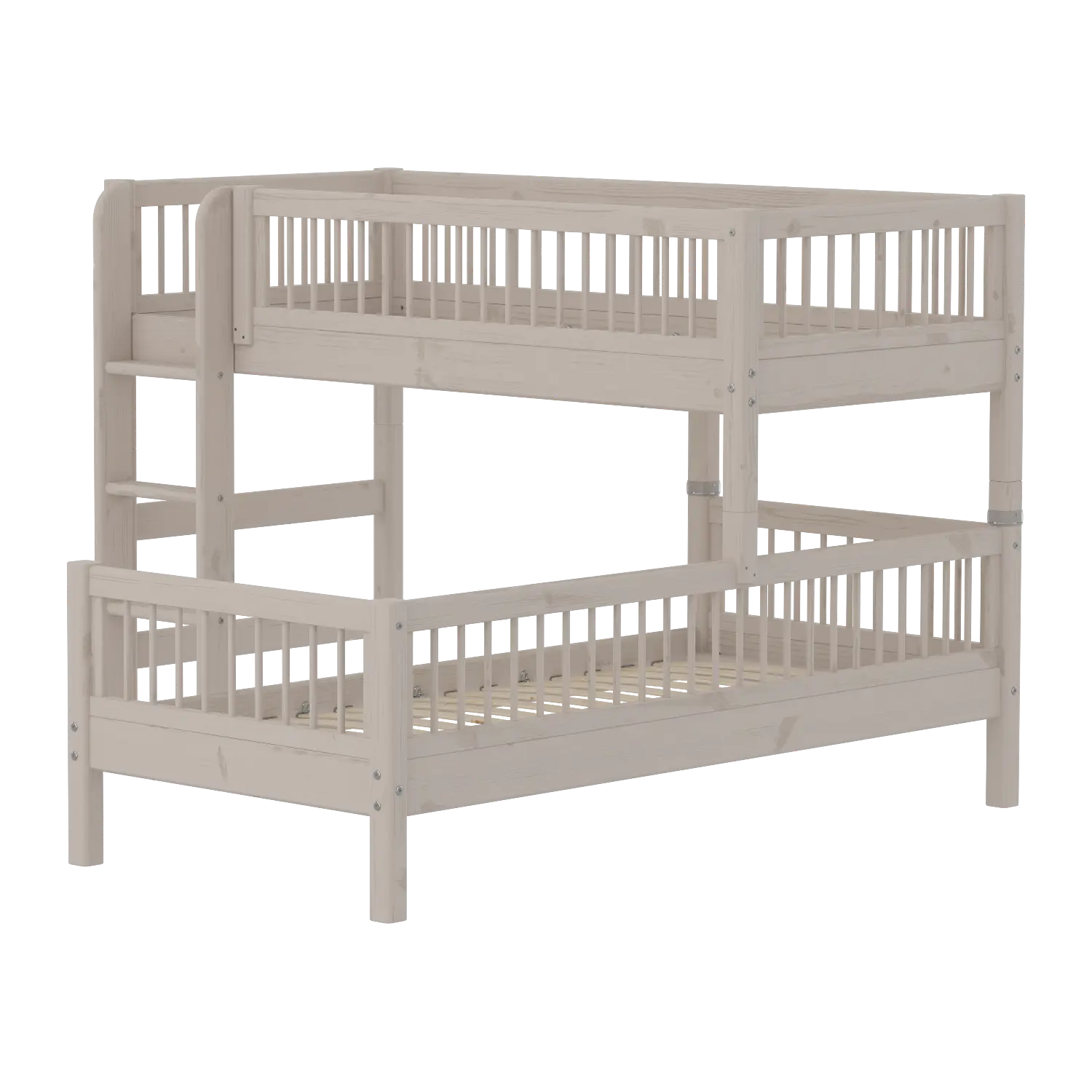 Lit superposé 143 cm avec échelle et barrière de sécurité, 90x200 cm, Gris