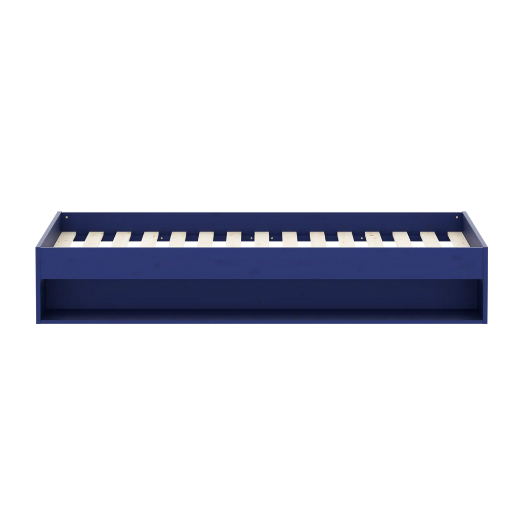 Lit double avec étagère, 120x200 cm, bleu/pin