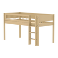 Lit mezzanine 120 cm avec échelle et barrière de sécurité, 90x200 cm, Sable
