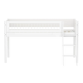 Lit mezzanine 120 cm avec échelle et barrière de sécurité, 90x200 cm, Blanc
