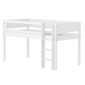 Lit mezzanine 120 cm avec échelle et barrière de sécurité, 90x200 cm, Blanc