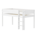 Lit mezzanine 120 cm avec échelle et barrière de sécurité, 90x200 cm, Blanc