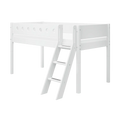 Lit mezzanine 120 cm avec échelle et barrière de sécurité, 90x200 cm, Blanc