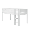 Lit mezzanine 120 cm avec échelle et barrière de sécurité, 90x200 cm, Blanc