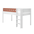 Lit mezzanine 120 cm avec échelle et barrière de sécurité, 90x200 cm, Blanc