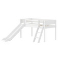 Lit mezzanine 120 cm avec toboggan, échelle et barrière de sécurité, 90x200 cm, Blanc