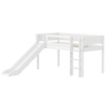 Lit mezzanine 120 cm avec toboggan, échelle et barrière de sécurité, 90x200 cm, blanc