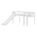 Lit superposé 120 cm avec toboggan, échelle et barrière de sécurité, 90x200 cm, Blanc