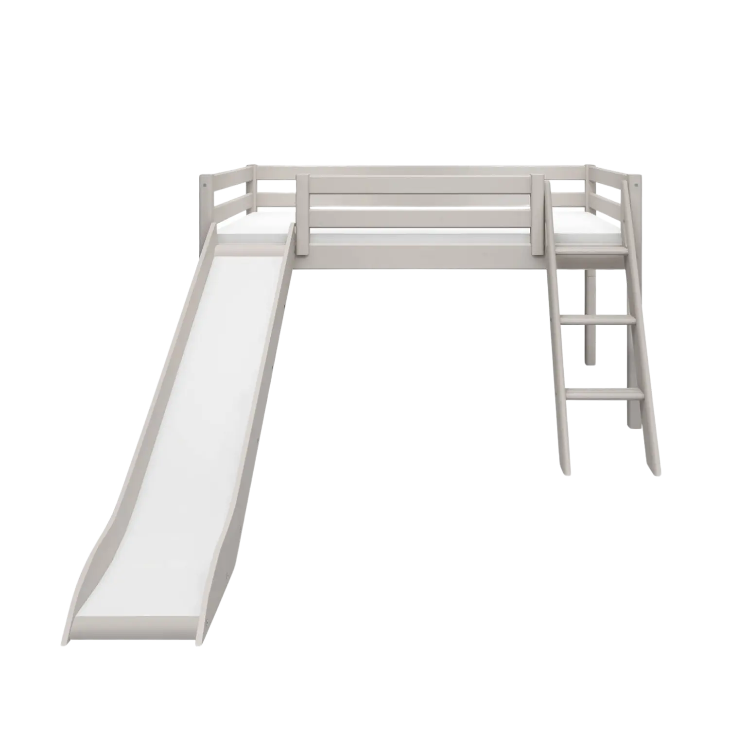 Lit superposé 120 cm avec toboggan et échelle, 90x200 cm, Gris