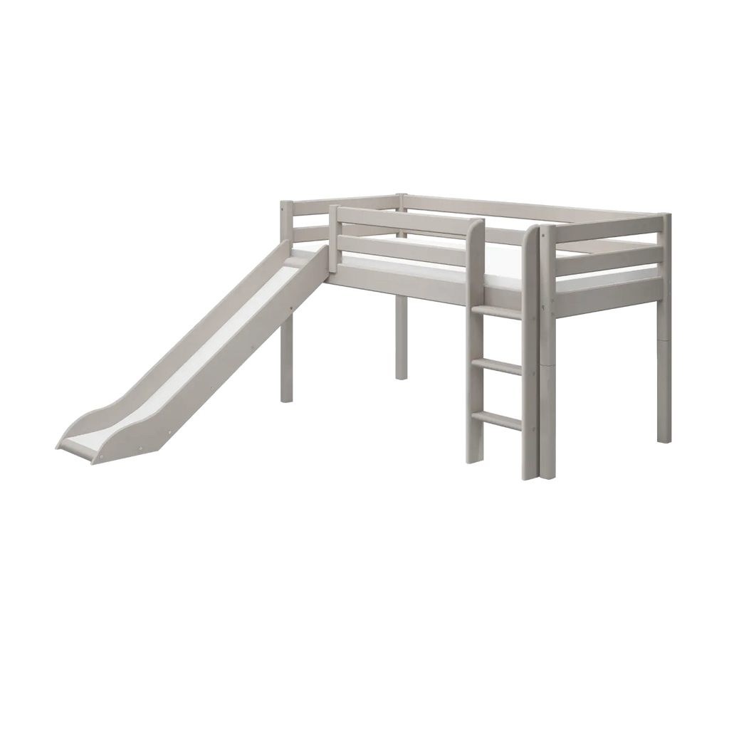 Lit superposé 120 cm avec toboggan et échelle, 90x200 cm, Gris