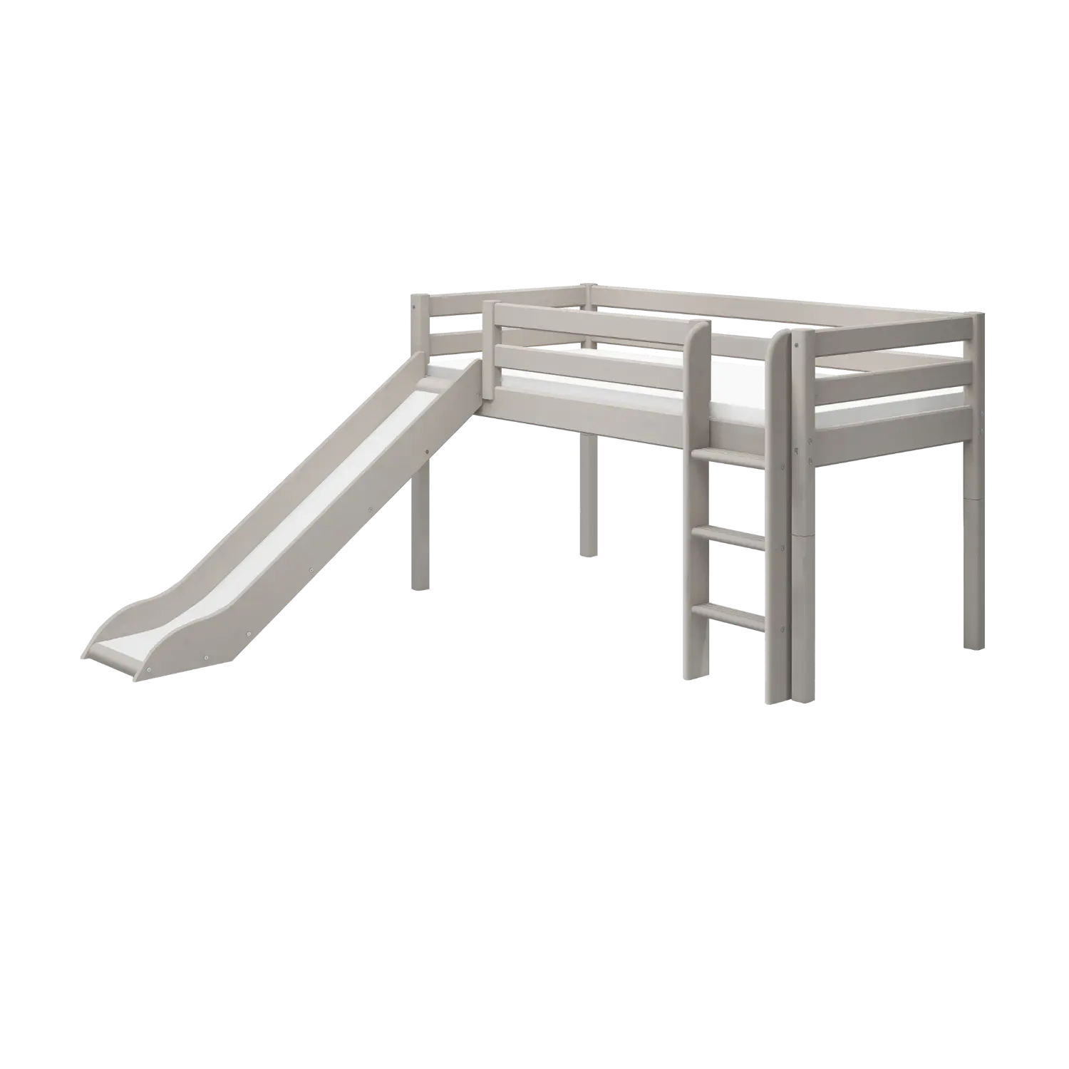 Lit superposé 120 cm avec toboggan et échelle, 90x200 cm, Gris