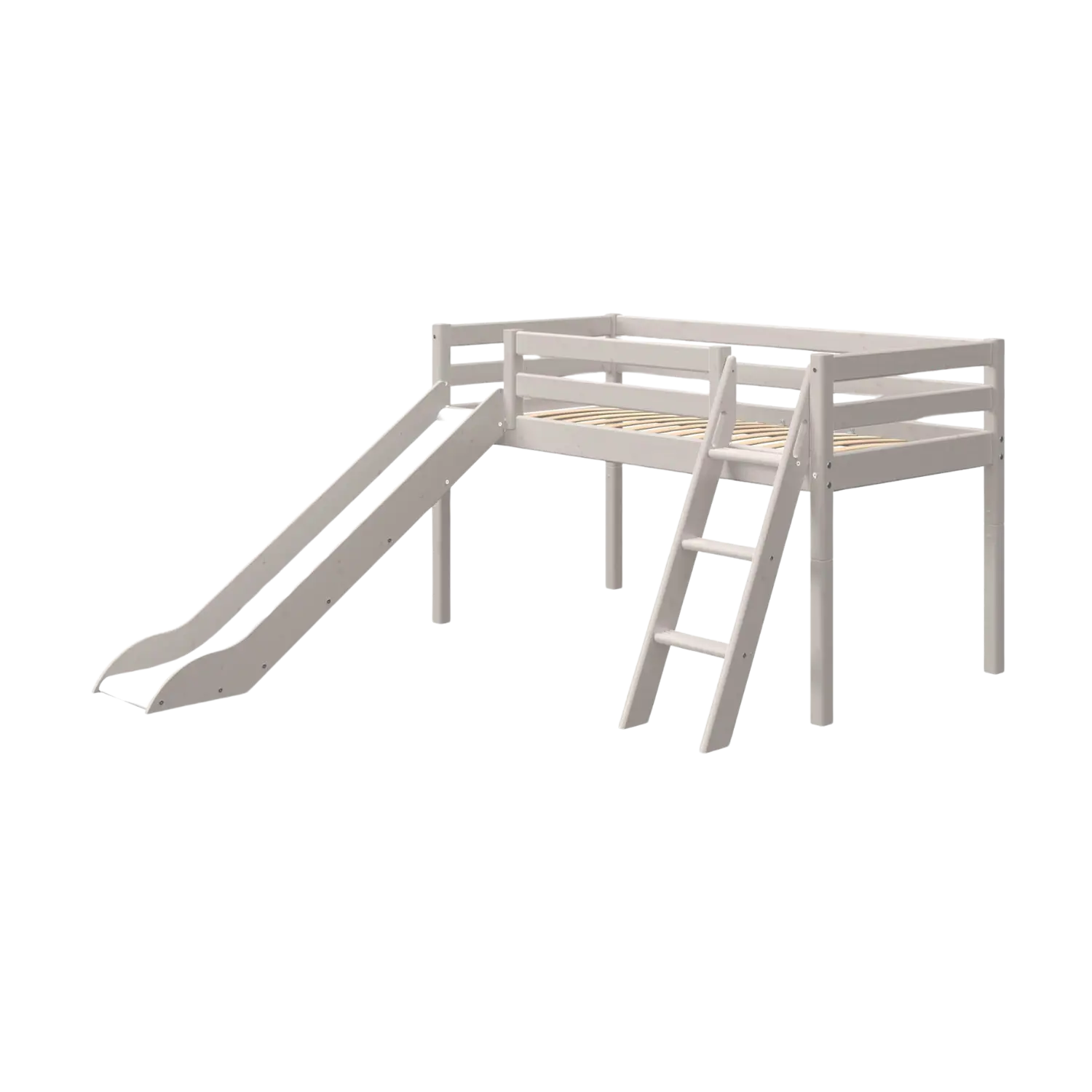 Lit superposé 120 cm avec toboggan et échelle, 90x200 cm, Gris