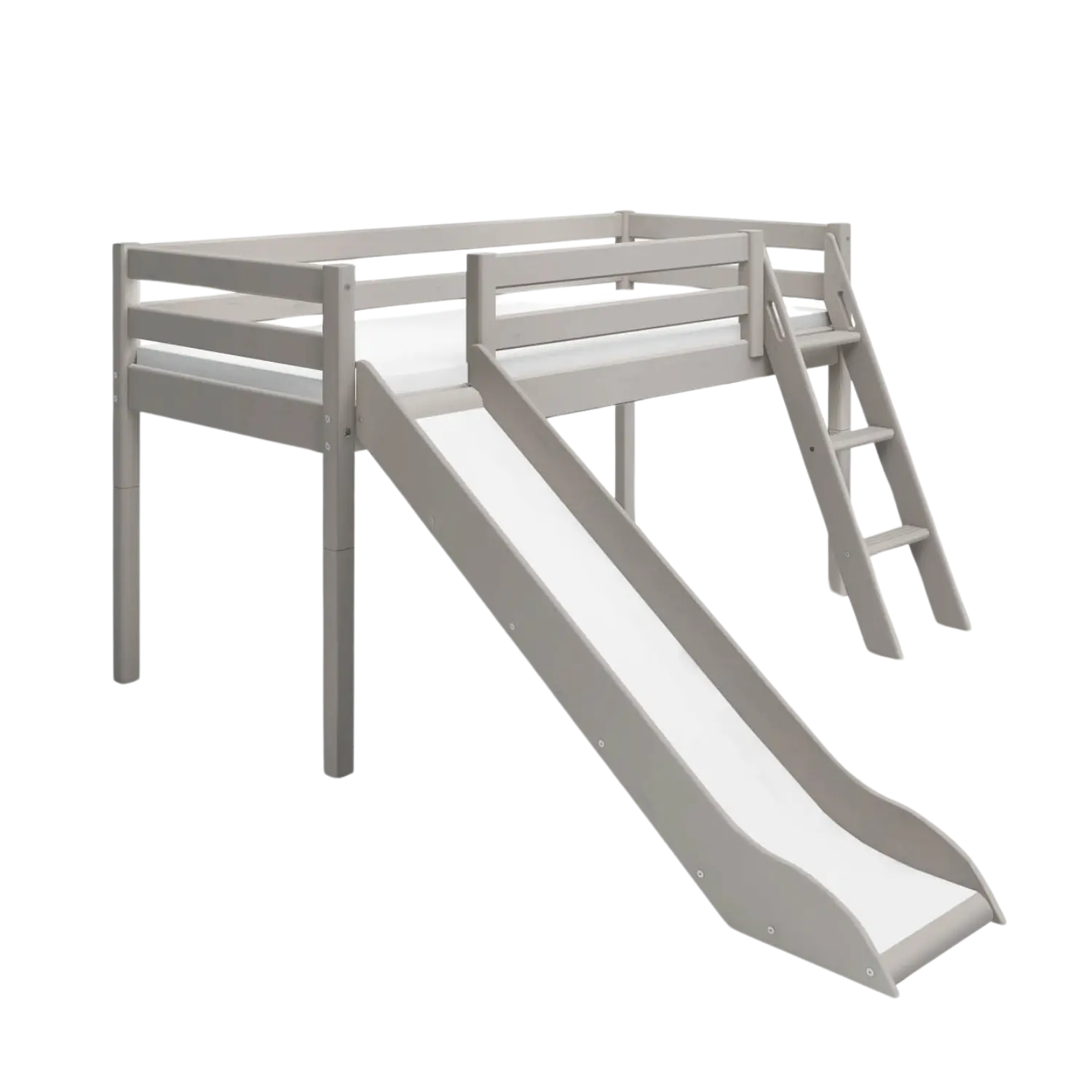 Lit superposé 120 cm avec toboggan et échelle, 90x200 cm, Gris