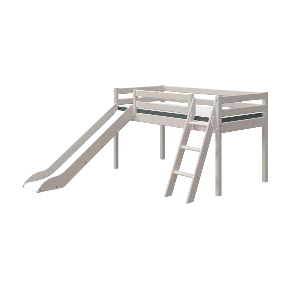 Lit superposé 120 cm avec toboggan et échelle, 90x200 cm, Gris