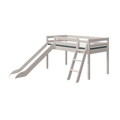 Lit superposé 120 cm avec toboggan et échelle, 90x200 cm, Gris