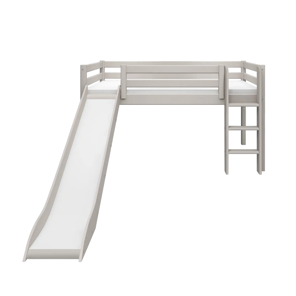 Lit superposé 120 cm avec toboggan et échelle, 90x200 cm, Gris