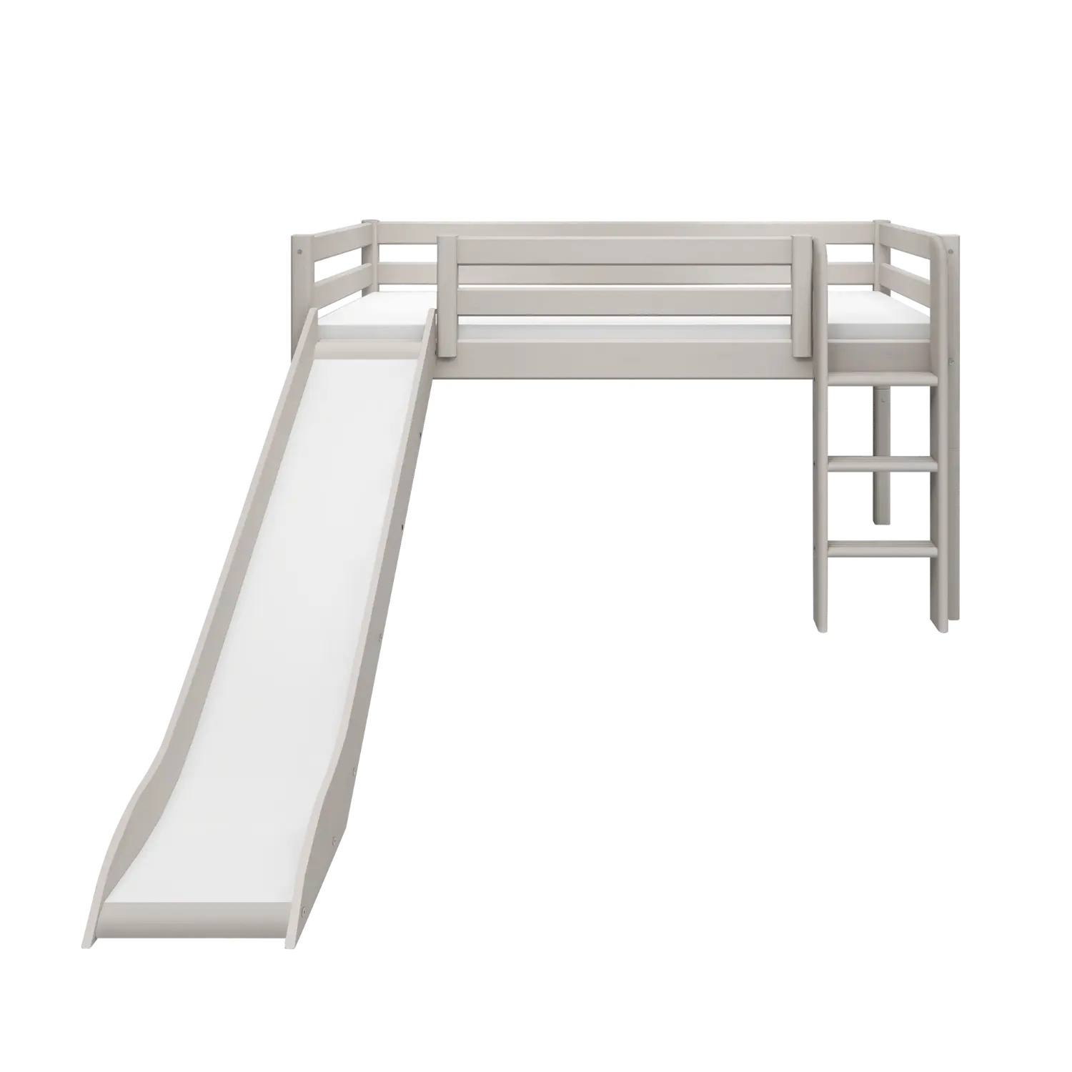 Lit superposé 120 cm avec toboggan et échelle, 90x200 cm, Gris