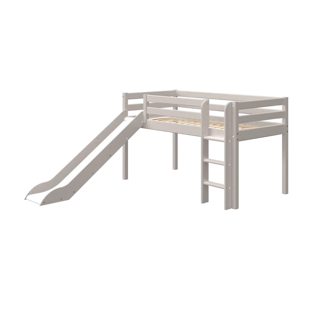 Lit superposé 120 cm avec toboggan et échelle, 90x200 cm, Gris