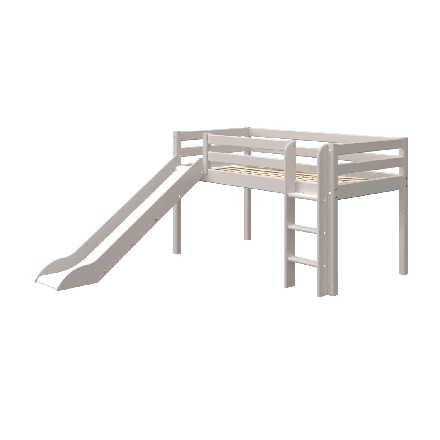 Lit superposé 120 cm avec toboggan et échelle, 90x200 cm, Gris