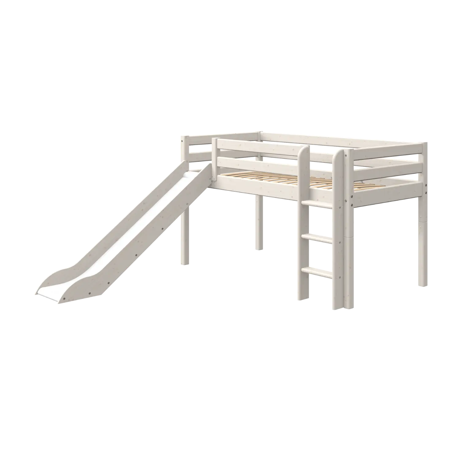 Lit mezzanine 120 cm avec toboggan et échelle, 90x200 cm, Blanc