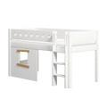Lit surélevé cabane 120 cm avec échelle et barrière de sécurité, 90x200 cm, blanc