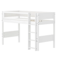 Lit mezzanine 143 cm avec échelle et barrière de sécurité, 90x200 cm, Blanc