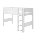 Lit mezzanine 143 cm avec échelle et barrière de sécurité, 90x200 cm, Blanc