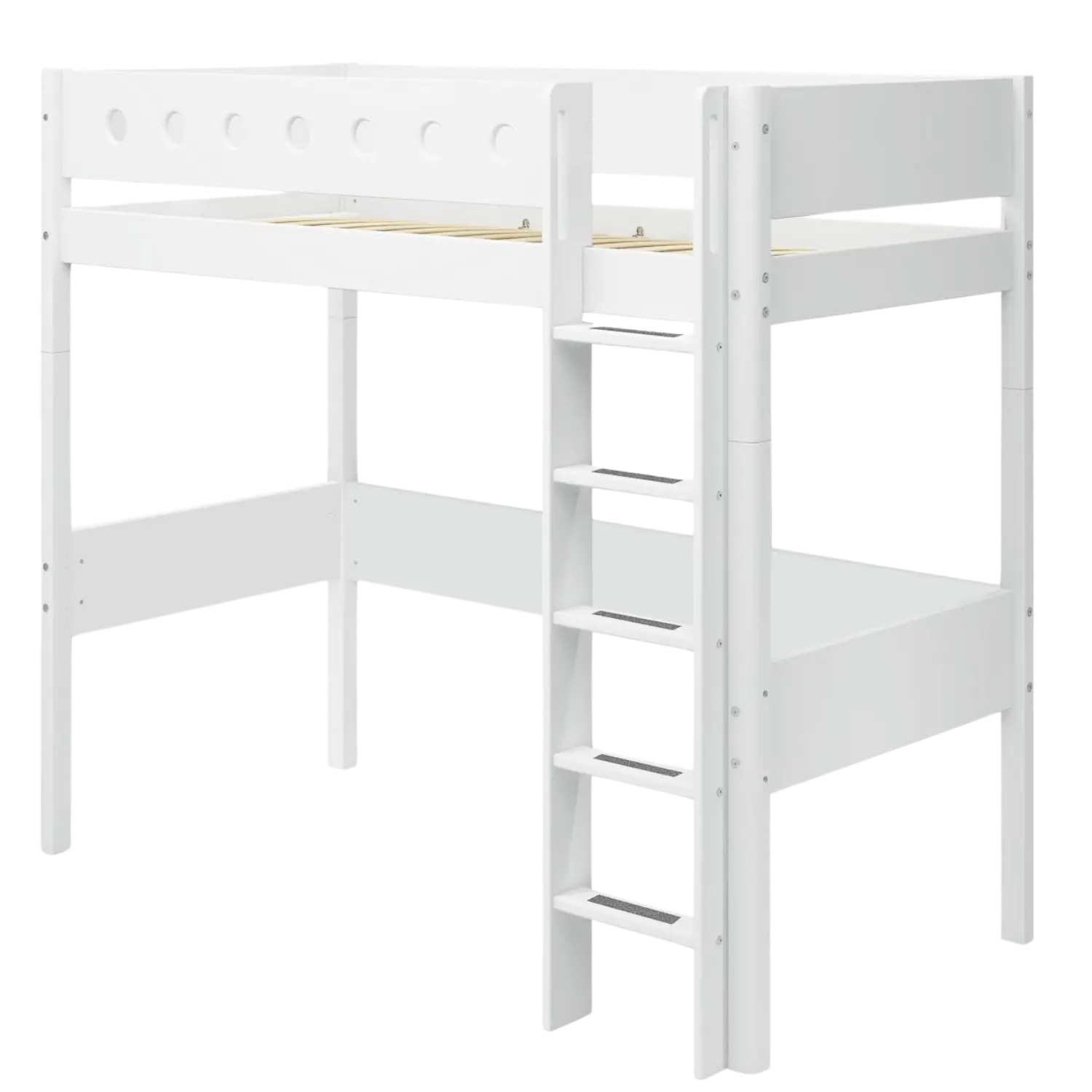 Lit mezzanine 184 cm avec échelle et barrière de sécurité, 90x200 cm, Blanc