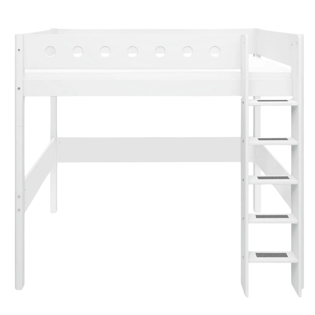 Lit mezzanine 184 cm avec échelle et barrière de sécurité, 90x200 cm, Blanc