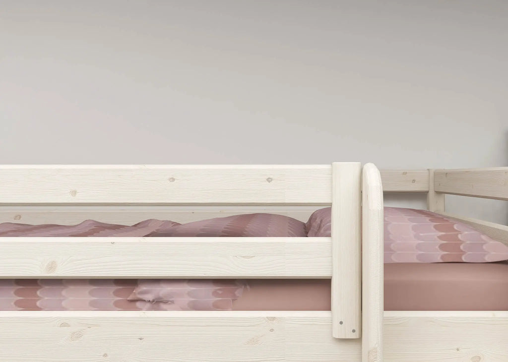 Lit surélevé 184 cm avec échelle et barrière de sécurité, 90x200 cm, Blanc