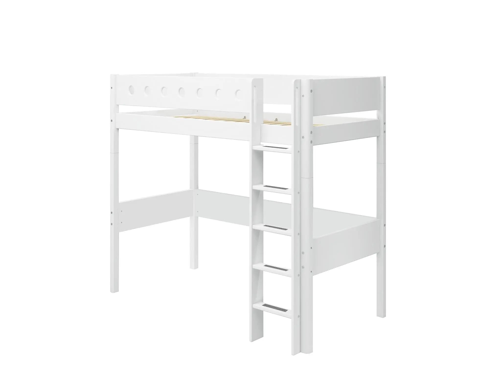 Lit mezzanine 184 cm avec échelle et barrière de sécurité, 90x200 cm, Blanc