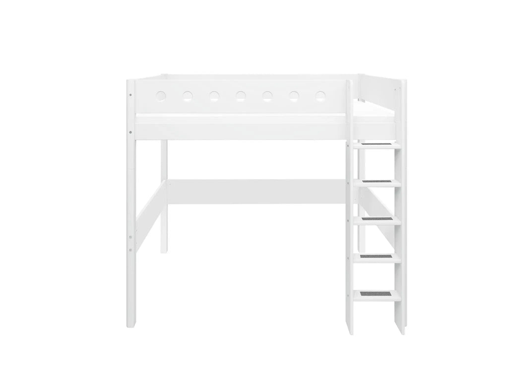 Lit mezzanine 184 cm avec échelle et barrière de sécurité, 90x200 cm, Blanc