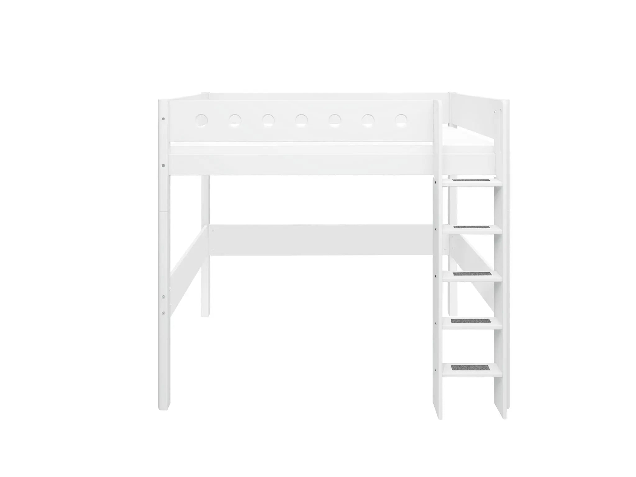 Lit mezzanine 184 cm avec échelle et barrière de sécurité, 90x200 cm, Blanc