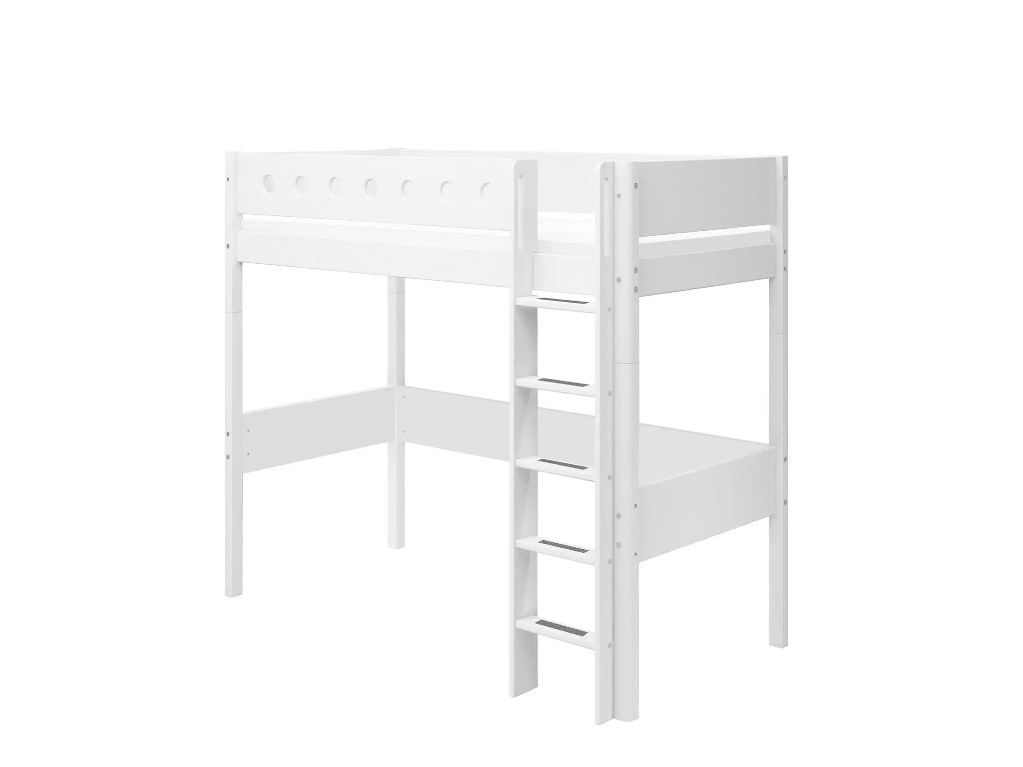 Lit mezzanine 184 cm avec échelle et barrière de sécurité, 90x200 cm, Blanc