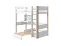 Lit mezzanine 184 cm avec canapé, bureau, échelle et barrière de sécurité, 90x200 cm, Blanc/Chêne