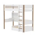 Lit mezzanine 184 cm avec canapé, bureau, échelle et barrière de sécurité, 90x200 cm, blanc/chêne