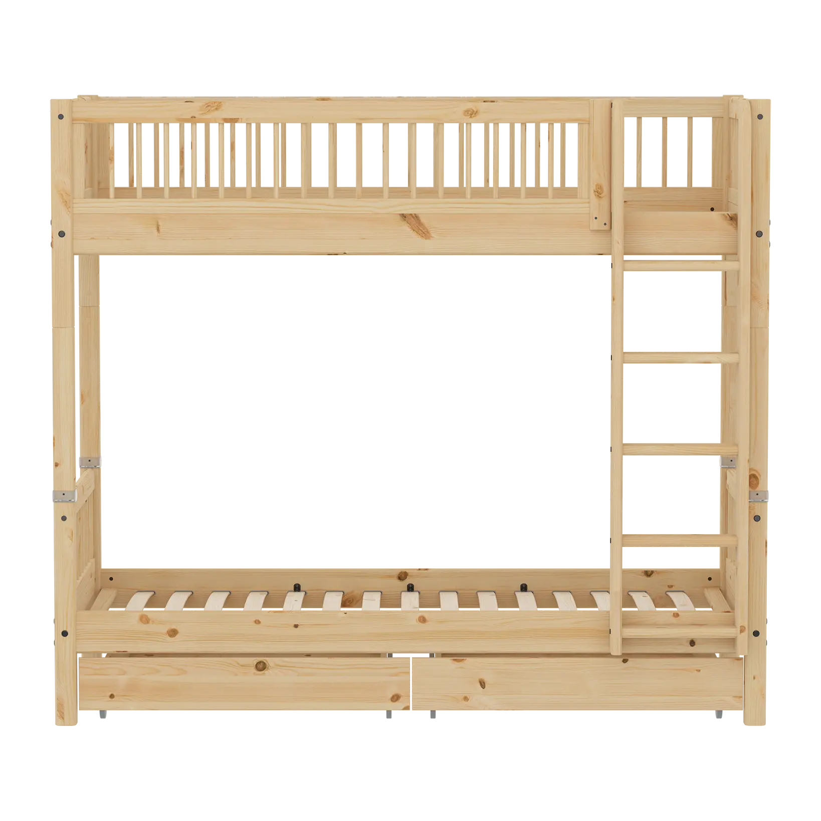Lit superposé haut avec rangement, 90x200 cm, Pin