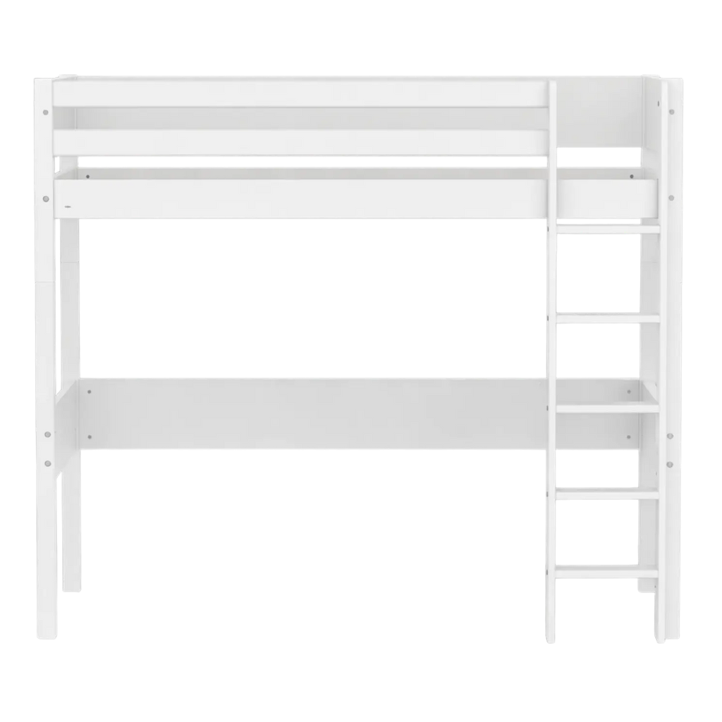 Lit mezzanine avec échelle droite, 90x200 cm, Blanc