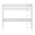 Lit mezzanine avec échelle droite, 90x200 cm, Blanc