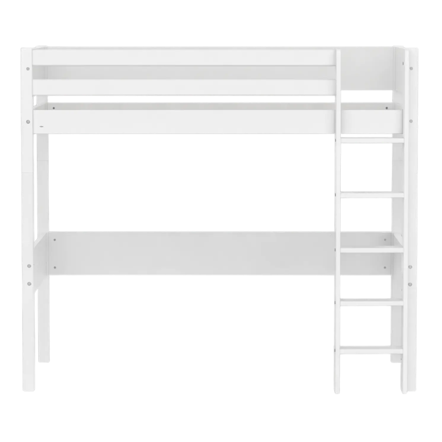 Lit mezzanine avec échelle droite, 90x200 cm, Blanc