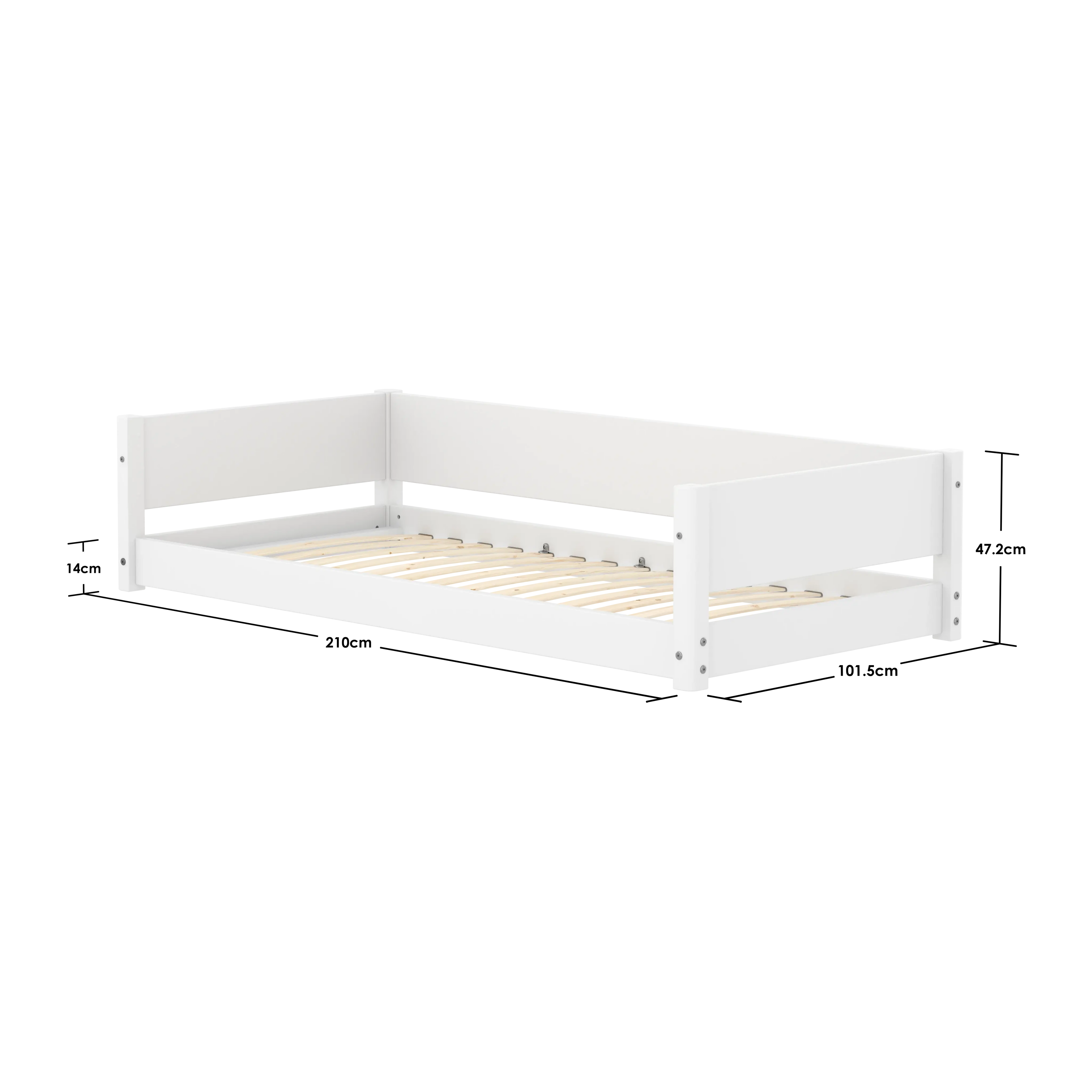 Lit Montessori, 90x200 cm, Blanc