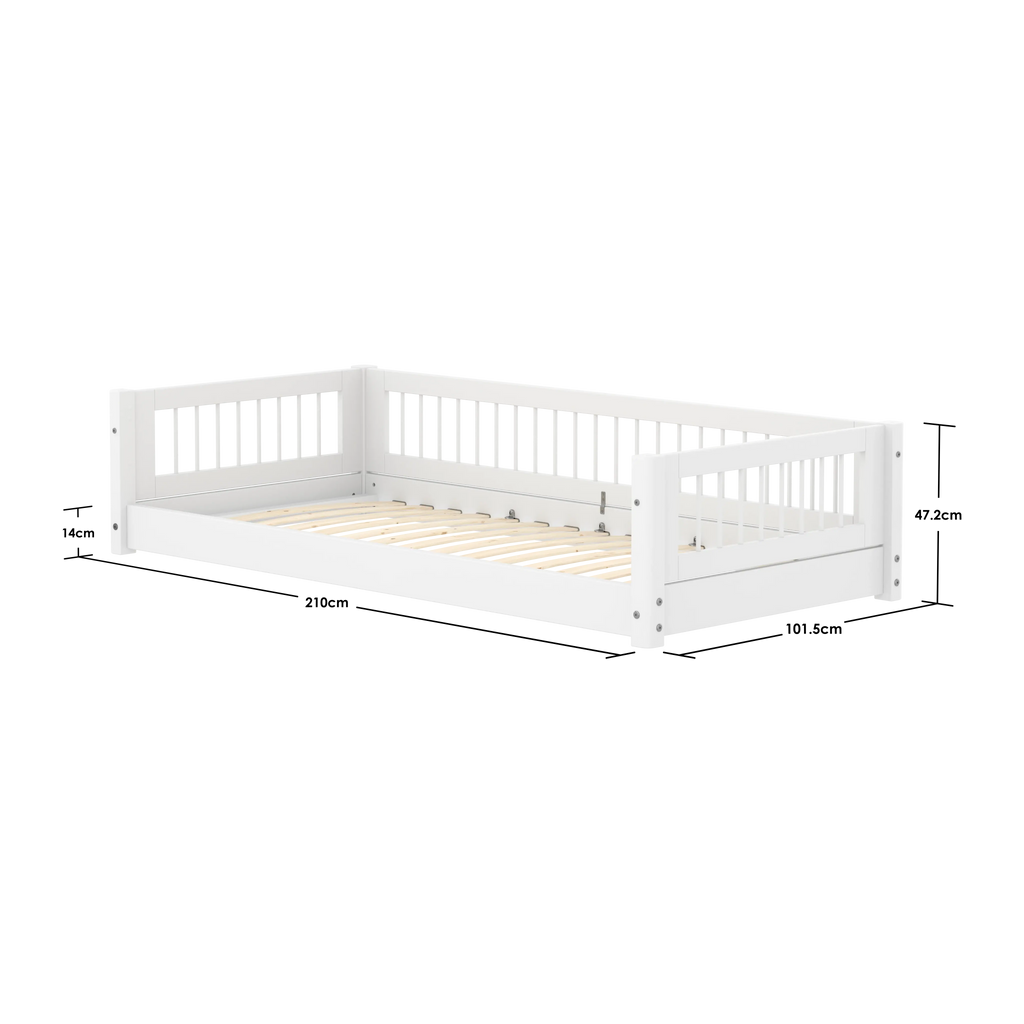 Lit Montessori avec barreaux, 90x200 cm, blanc