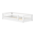 Lit Montessori avec barreaux et barrière de sécurité, 90x200 cm, Blanc