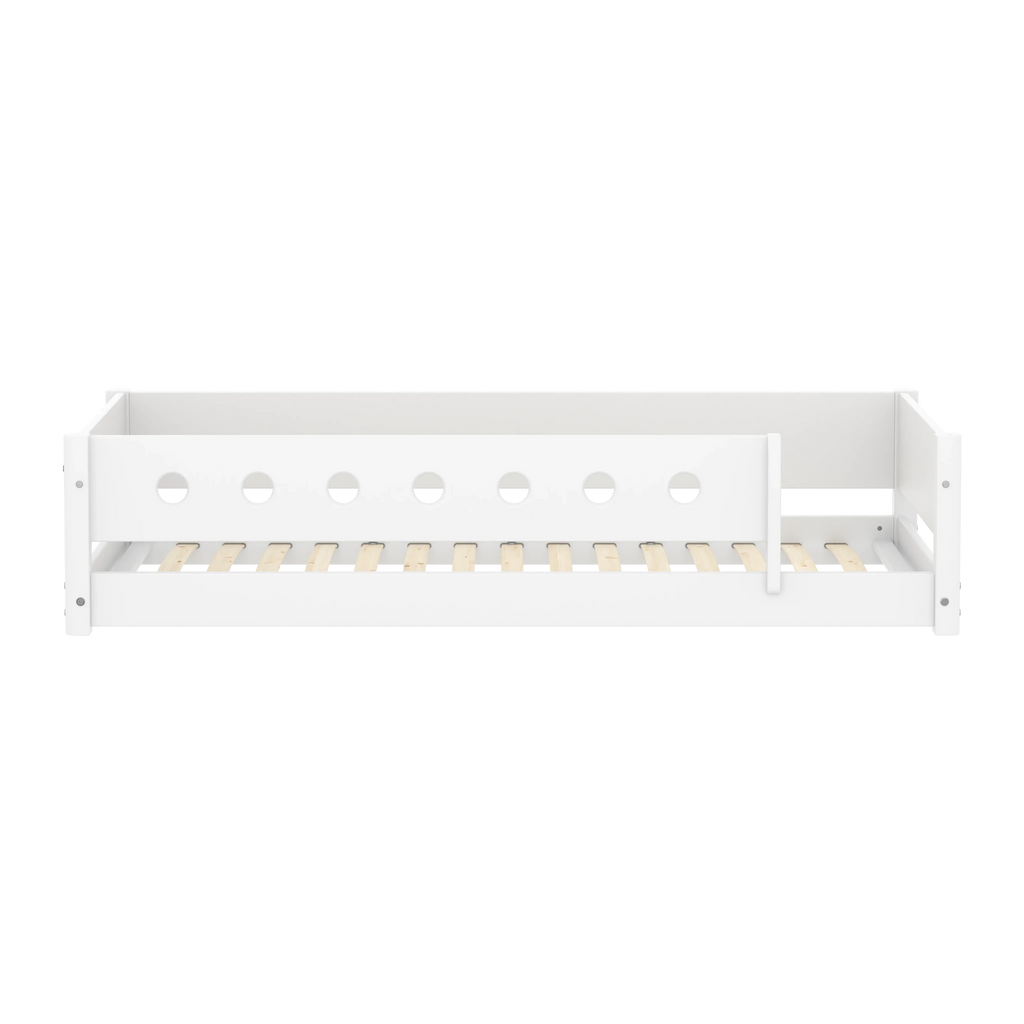 Lit Montessori avec barrière de sécurité avant, 90x200 cm, Blanc
