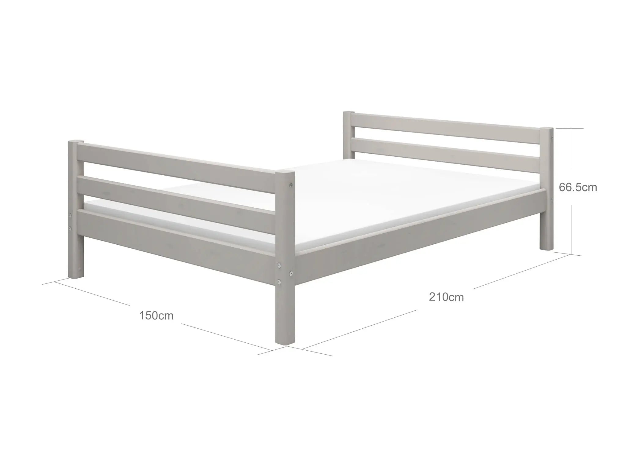 Lit simple, 140x200 cm, Gris