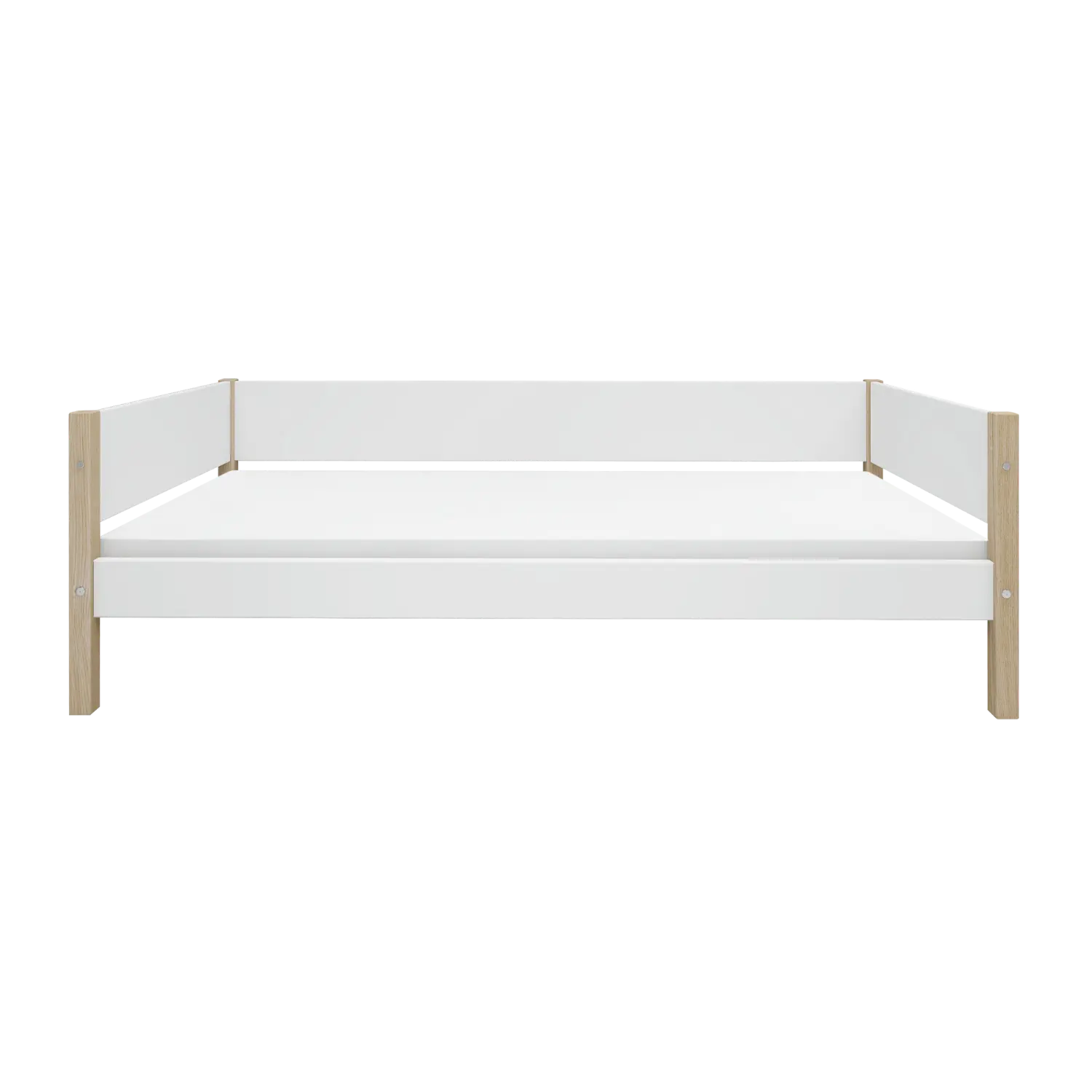 Lit simple, 90x200 cm, Blanc/Chêne