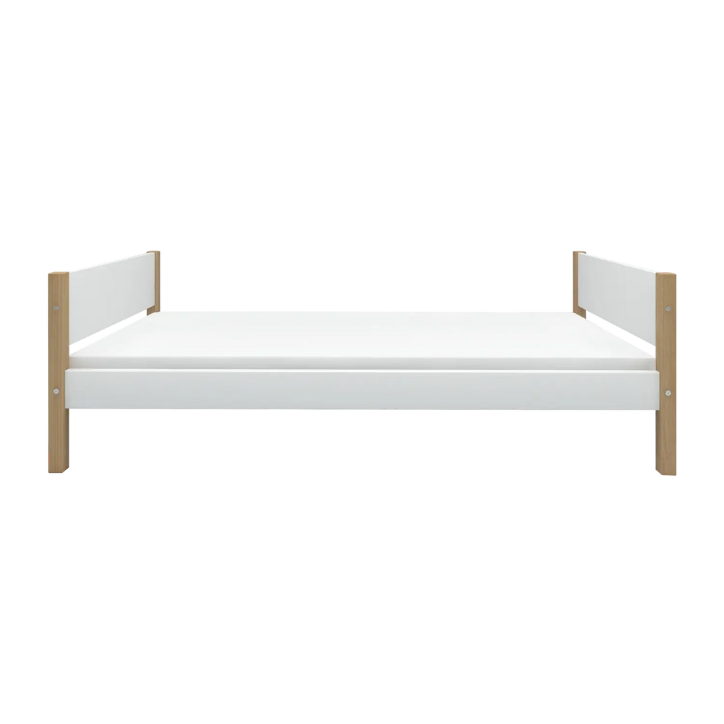 Lit simple, 90x200 cm, Blanc/Chêne