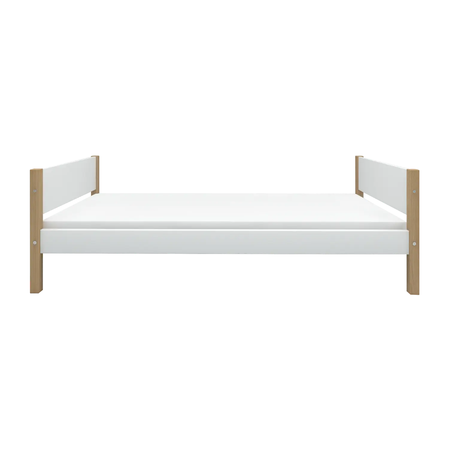 Lit simple, 90x200 cm, Blanc/Chêne