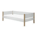 Lit simple, 90x200 cm, Blanc/Chêne