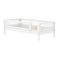 Lit simple avec cadre à lattes et barrière de sécurité, 90x200 cm, Blanc